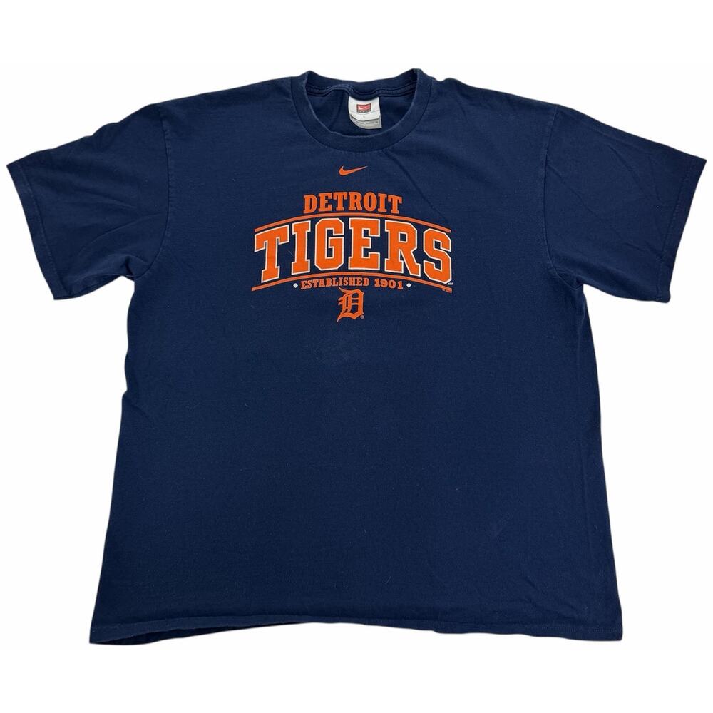 Vintage 90s y2k Nike Detroit Tigers MLB Baseball Blue Men's Large T-Shirt